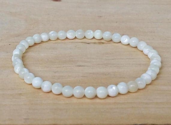 Positive Energy 6mm White Coral Stretchable Bracelet Round, Smooth 18cm for mens, womens, gf, bf and adults.