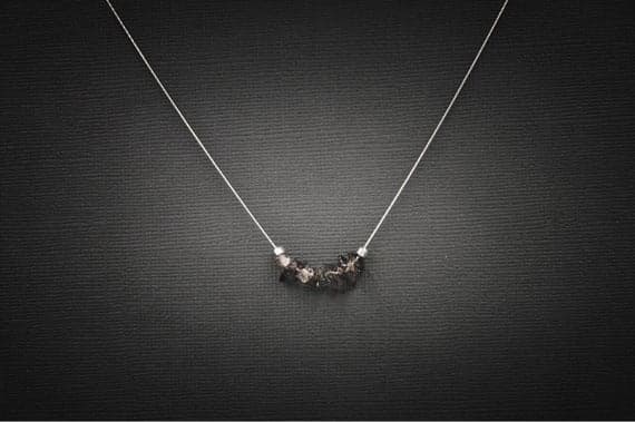 925 sterling Silver Bridesmaid Jewelry 4x6mm stacking Brown Smoky Quartz Necklace Chips, Faceted 16" for mens, womens, gf, bf & Adult.