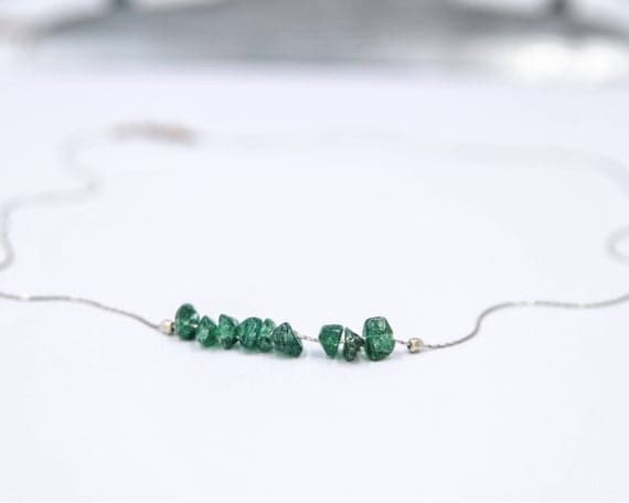 925 sterling Silver Super sale 4x6mm stacking Green Green Aventurine Necklace Chips, Faceted 16" for mens, womens, gf, bf & Adult.