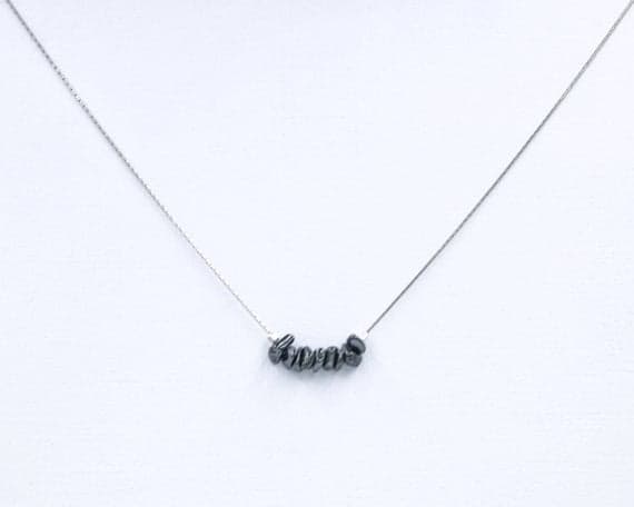 925 sterling Silver Grounding 4x6mm stacking Black Hematite Necklace Chips, Smooth 16" for mens, womens, gf, bf & Adult.