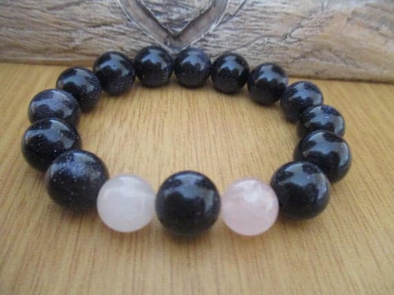 Artisan Loose 10mm Multi Colour Pink Rose Quartz  Stretchable Bracelet Round, Smooth 18cm for mens, womens, gf, bf and adults.