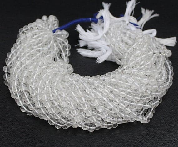 crystal quartz round ball smooth 13'strand gemstone beads, jewelry supplies for jewelry making, bulk beads, for meditation jewellery for Reiki Healing  gemstone 6-7mm