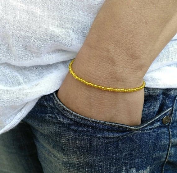 Bridesmaid Jewelry 3-4mm Yellow Citrine Stretchable Bracelet Rondelle, Smooth 18cm for mens, womens, gf, bf and adults.