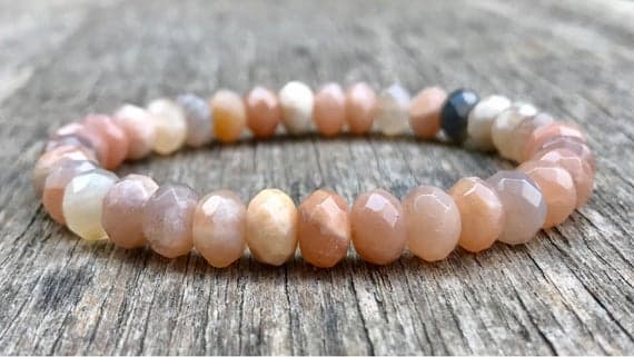 Rock Gift 5x8mm Stretchable Orange Sunstone Bracelet Rondelle, Faceted 7" for mens, womens, gf, bf & Adult.