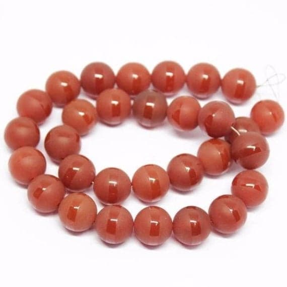fancy roasted red onyx round ball smooth 14'' long strand gemstone beads, jewelry supplies for jewelry making, bulk beads, for meditation jewellery for Reiki Healing  gemstone 12mm