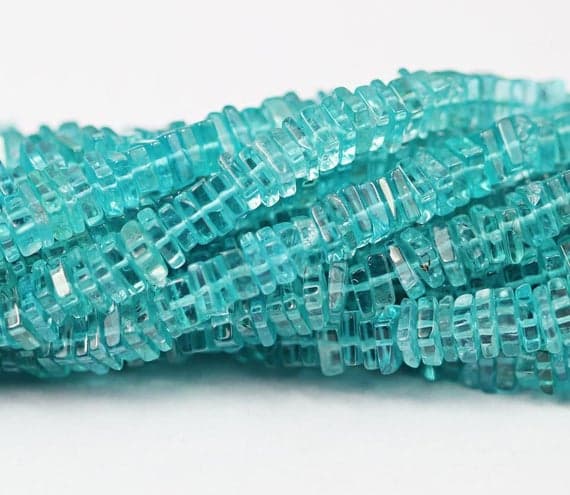 blue apatite heishi cube smooth 16'' long strand gemstone beads, jewelry supplies for jewelry making, bulk beads, for meditation jewellery for Reiki Healing  gemstone 4mm