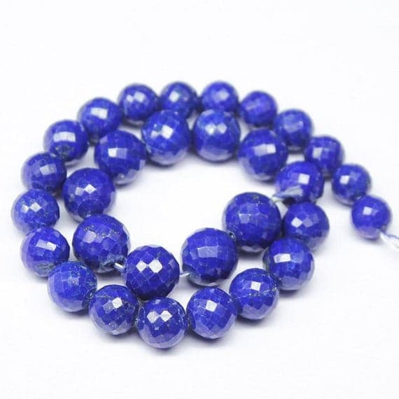 lapis lazuli round ball faceted 9'' long strand gemstone beads, jewelry supplies for jewelry making, bulk beads, for meditation jewellery for Reiki Healing  gemstone 5mm to 9mm