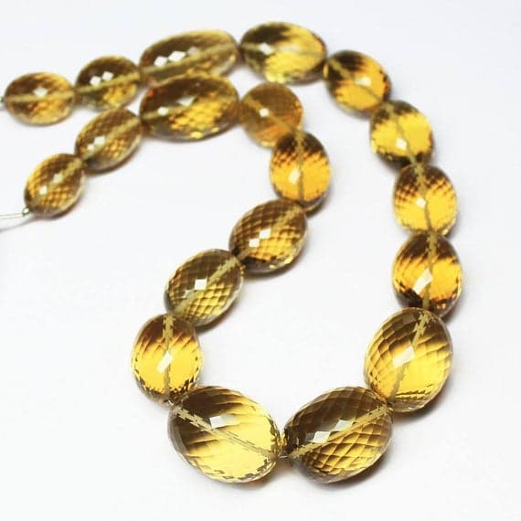 beer quartz oval faceted 17'' long strand gemstone beads, jewelry supplies for jewelry making, bulk beads, for meditation jewellery for Reiki Healing  gemstone 17mm to 26mm