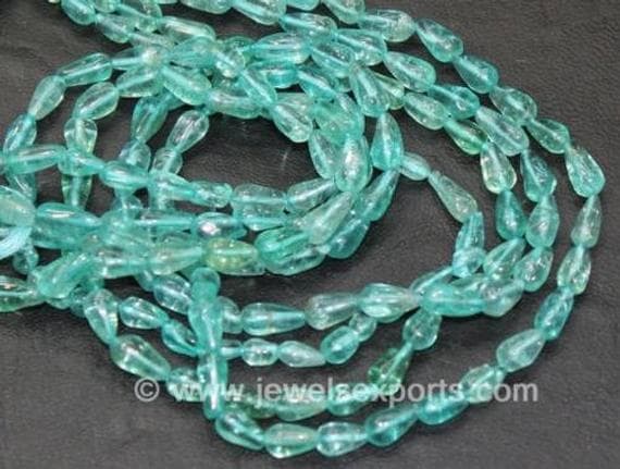 sky blue apatite tear drop smooth 14'' long strand gemstone beads, jewelry supplies for jewelry making, bulk beads, for meditation jewellery for Reiki Healing  gemstone 8mm to 10mm