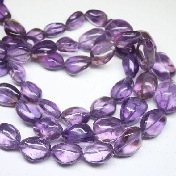 purple amethyst tumbled freeform smooth 18'' long strand gemstone beads, jewelry supplies for jewelry making, bulk beads, for meditation jewellery for Reiki Healing  gemstone 16mm to 20mm
