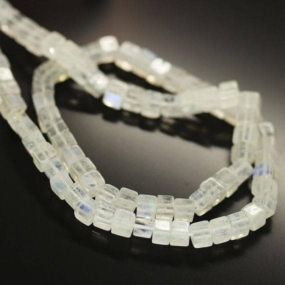 1 strand rainbow moonstone square box smooth 16'' long strand gemstone beads, jewelry supplies for jewelry making,  for meditation jewellery for Reiki Healing  gemstone size 4mm to 5mm