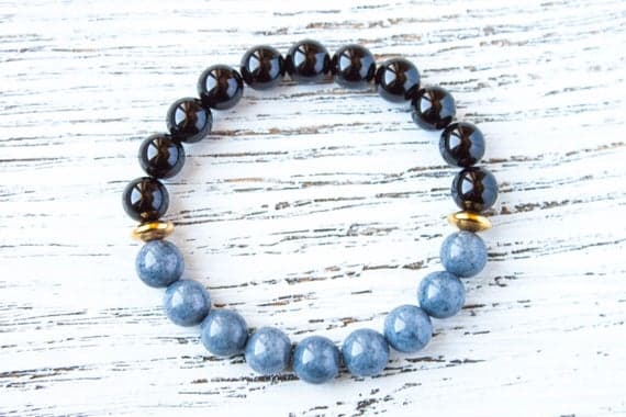 Black Gray Bracelet Minimalism Black and Gray Stacking Bracelet Sister Bracelet Black Gray Gold Agate Bracelet Gray Bracelet Simple Bracelet 8mm  Code- WAR9226