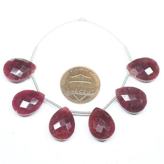 brazil ruby pear drop faceted 6 pieces strand gemstone beads, jewelry supplies for jewelry making, bulk beads, for meditation jewellery for Reiki Healing  gemstone 12mm to 16mm