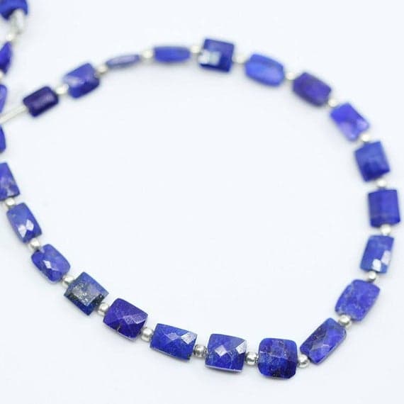 lapis lazuli rectangle chicletfaceted 4'' long strand gemstone beads, jewelry supplies for jewelry making, bulk beads, for meditation jewellery for Reiki Healing  gemstone 9mm to 10mm