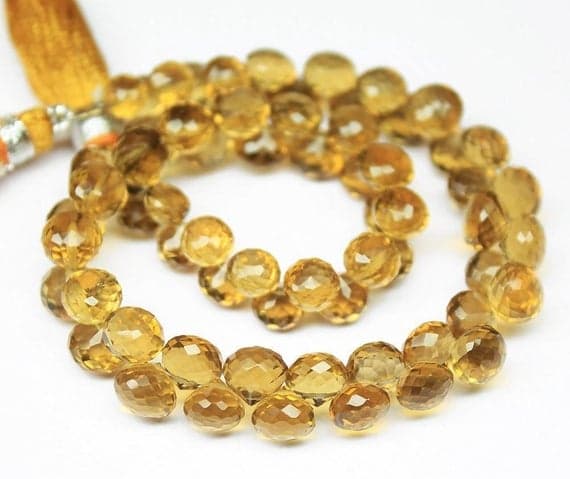 beer quartz onion drop faceted 7'' long strand gemstone beads, jewelry supplies for jewelry making, bulk beads, for meditation jewellery for Reiki Healing  gemstone 5mm to 6mm