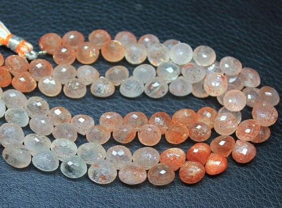 shaded sunstone onion drop faceted 4.5'' long strand gemstone beads, jewelry supplies for jewelry making, bulk beads, for meditation jewellery for Reiki Healing  gemstone 7mm
