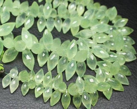 prehnite chalcedony puff marquise oval faceted 9'' long strand gemstone beads, jewelry supplies for jewelry making, bulk beads, for meditation jewellery for Reiki Healing  gemstone 9mm to 18mm