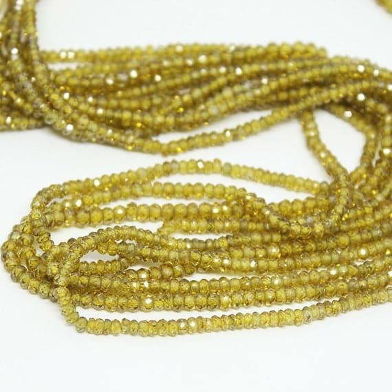 green olive zircon rondelle faceted 14'' long strand gemstone beads, jewelry supplies for jewelry making, bulk beads, for meditation jewellery for Reiki Healing  gemstone 3mm