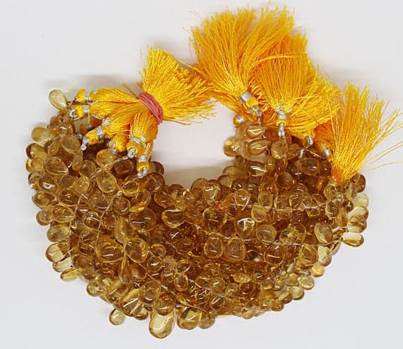 cirrine pear drop smooth 8'' long strand gemstone beads, jewelry supplies for jewelry making, bulk beads, for meditation jewellery for Reiki Healing  gemstone 7mm to 11mm