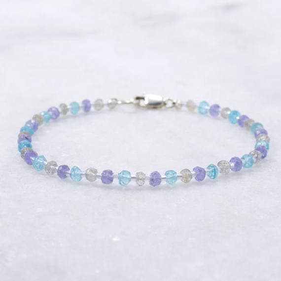 Apatite, Tanzanite, Labradorite, Layered Bracelets, Beaded Bracelets, Energy Bracelet, Labradorite Bracelet 3mm  Code- WAR6539