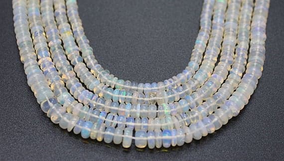 ethiopian opal rondelle smooth 16'' long strand gemstone beads, jewelry supplies for jewelry making, bulk beads, for meditation jewellery for Reiki Healing  gemstone 4mm