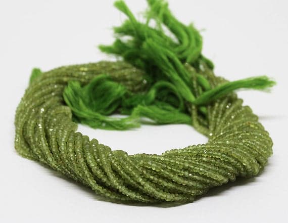 peridot rondelle faceted 13'' long strand gemstone beads, jewelry supplies for jewelry making, bulk beads, for meditation jewellery for Reiki Healing  gemstone 3mm