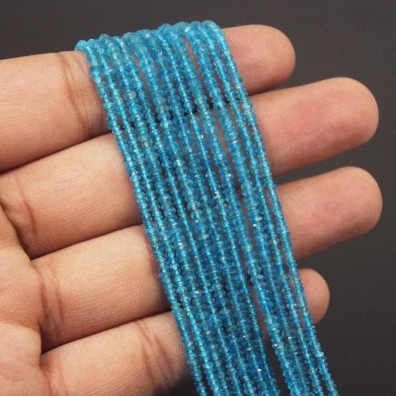 1 strand neon apatite rondelle faceted 13'' long strand gemstone beads, jewelry supplies for jewelry making, bulk beads, for meditation jewellery for Reiki Healing  gemstone size 2.5mm