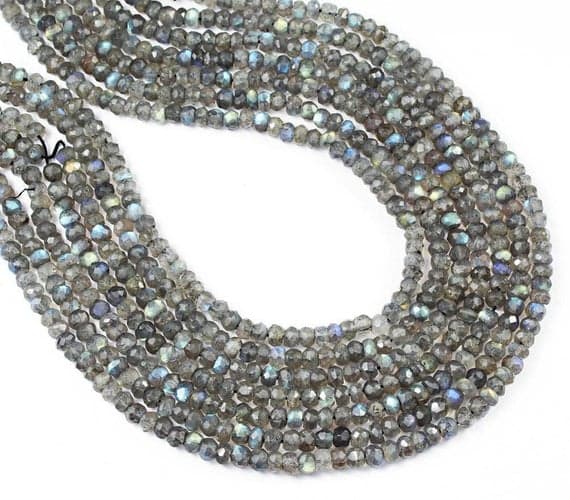 blue fire labradorite rondelle faceted 11'' long strand gemstone beads, jewelry supplies for jewelry making, bulk beads, for meditation jewellery for Reiki Healing  gemstone 3mm to 4mm