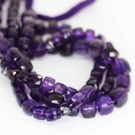 1 strand african amethyst heishi cube squrefaceted 10'' long strand gemstone beads, jewelry supplies for jewelry making,  for meditation jewellery for Reiki Healing  gemstone 7mm to 8mm