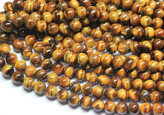 1 strand tiger eye round ball smooth 15'' long strand gemstone beads, jewelry supplies for jewelry making, bulk beads, for meditation jewellery for Reiki Healing  gemstone 10mm