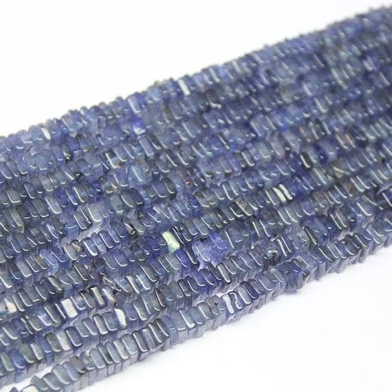 1 strand iolite blue sapphire heishi cube squresmooth 16'' long strand gemstone beads, jewelry supplies for jewelry making, bulk beads, for meditation jewellery for Reiki Healing  gemstone 5mm