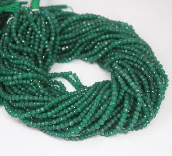 1 strand green jade rondelle faceted 13'' long strand gemstone beads, jewelry supplies for jewelry making, bulk beads, for meditation jewellery for Reiki Healing  gemstone 3.5mm