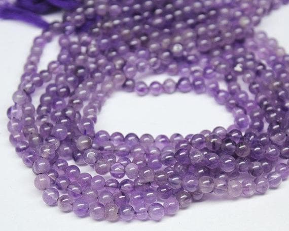 1 strand african amethyst round ball smooth 14'' long strand gemstone beads, jewelry supplies for jewelry making, bulk beads, for meditation jewellery for Reiki Healing  gemstone 5mm