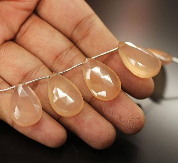 1 strand champagne chalcedony pear drop faceted 7'' long strand gemstone beads, jewelry supplies for jewelry making,  for meditation jewellery for Reiki Healing  gemstone 24mm to 25mm