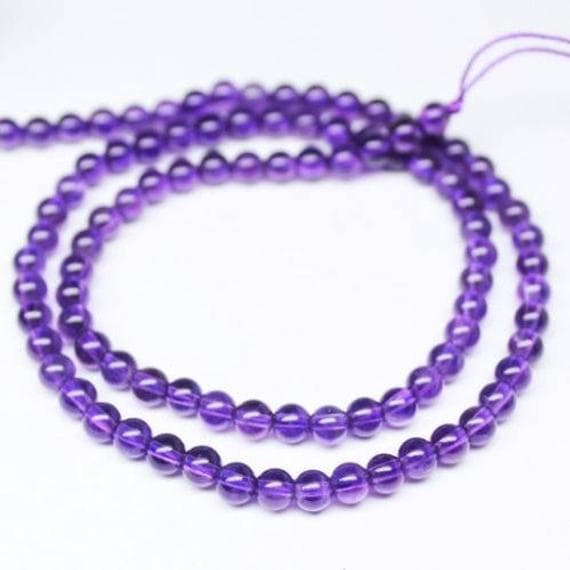 1 strand purple amethyst round ball smooth 16'' long strand gemstone beads, jewelry supplies for jewelry making, bulk beads, for meditation jewellery for Reiki Healing  gemstone 4mm