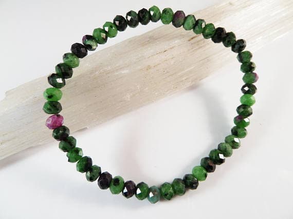 Jewelry Energy 6mm Stretchable Green Ruby in Zoisite  Bracelet Rondelle, Faceted 7" for mens, womens, gf, bf & Adult.