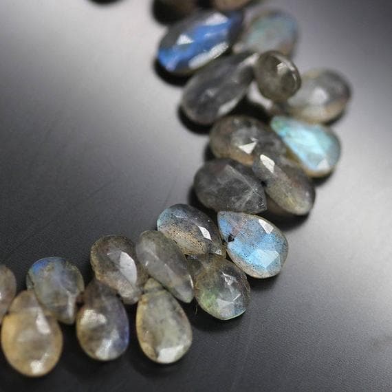 1 strand black rainbow labradorite pear drop faceted 8'' long strand gemstone beads, jewelry supplies for jewelry making, bulk beads, for meditation jewellery for Reiki Healing  gemstone 8mm