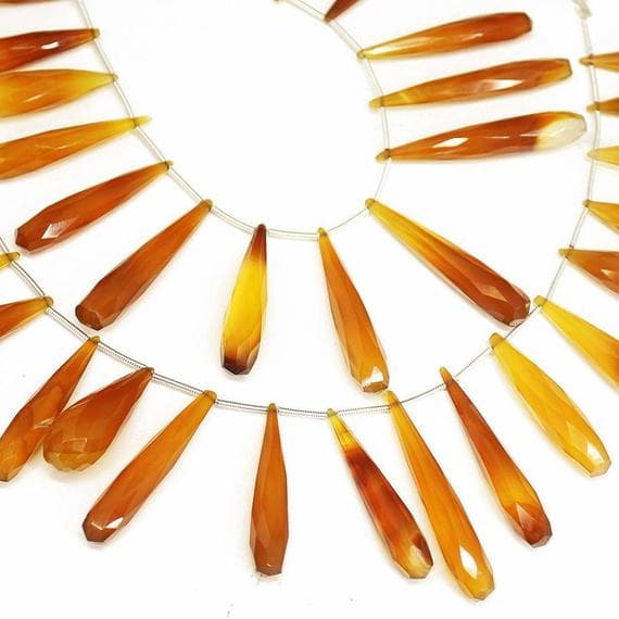 1 strand yellow chalcedony tear drop faceted 8'' long strand gemstone beads, jewelry supplies for jewelry making, bulk beads, for meditation jewellery for Reiki Healing  gemstone 28mm to 40mm