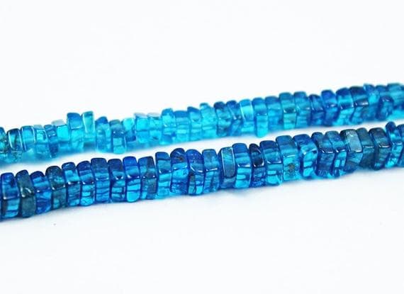 1 strand blue apatite heishi cube squresmooth 17'' long strand gemstone beads, jewelry supplies for jewelry making, bulk beads, for meditation jewellery for Reiki Healing  gemstone 5mm to 7mm