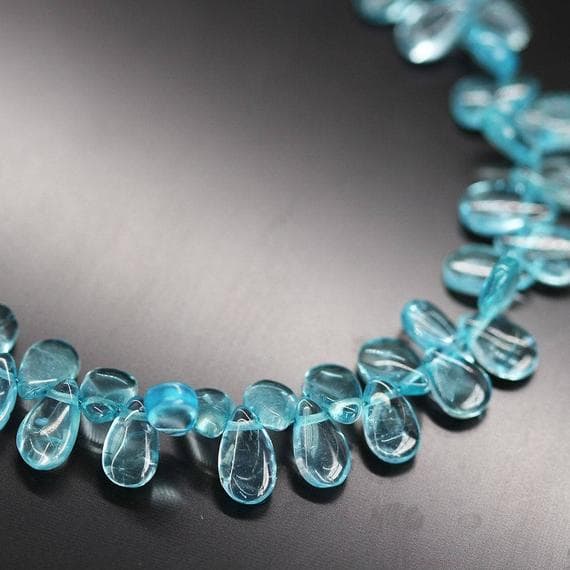 1 strand apatite pear drop smooth 8'' long strand gemstone beads, jewelry supplies for jewelry making, bulk beads, for meditation jewellery for Reiki Healing  gemstone 6mm to 7mm