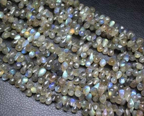1 strand black rainbow labradorite tear drop faceted 4'' long strand gemstone beads, jewelry supplies for jewelry making, bulk beads, for meditation jewellery for Reiki Healing  gemstone 8mm