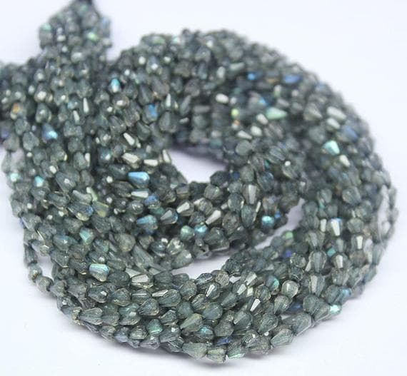 1 strand blue labradorite tear drop faceted 14'' long strand gemstone beads, jewelry supplies for jewelry making, bulk beads, for meditation jewellery for Reiki Healing  gemstone 3mm to 4mm
