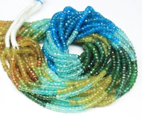 1 strand multi apatite rondelle faceted 14'' long strand gemstone beads, jewelry supplies for jewelry making, bulk beads, for meditation jewellery for Reiki Healing  gemstone 3mm