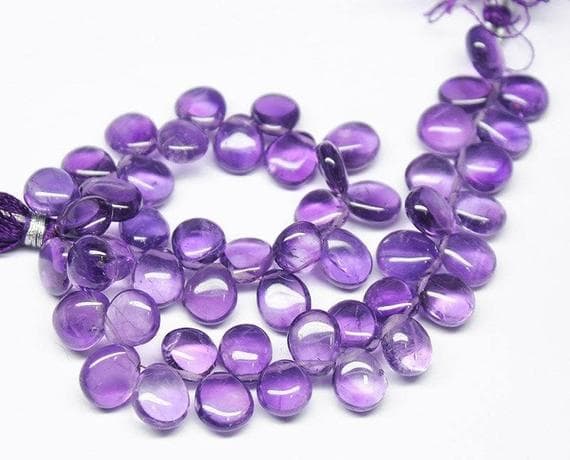 1 strand purple african amethyst pear drop smooth 9'' long strand gemstone beads, jewelry supplies for jewelry making,  for meditation jewellery for Reiki Healing  gemstone 9mm to 10mm