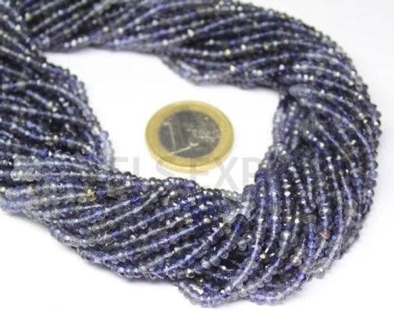 1 strand blue water sapphire rondelle faceted 14'' long strand gemstone beads, jewelry supplies for jewelry making, bulk beads, for meditation jewellery for Reiki Healing  gemstone 3mm