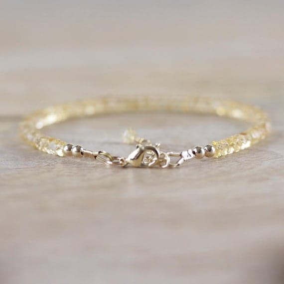 925 sterling Silver Super sale Silver Helling 3.5mm stacking Yellow Citrine Bracelet Rondelle, Faceted 7" for mens, womens, gf, bf & Adult.