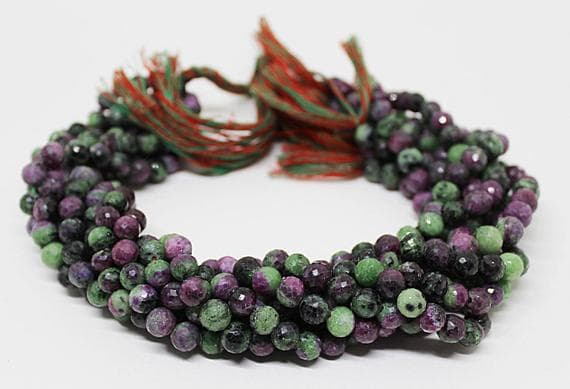 ruby zoisite round ball faceted 13'' long strand gemstone beads, jewelry supplies for jewelry making, bulk beads, for meditation jewellery for Reiki Healing  gemstone 7mm to 8mm