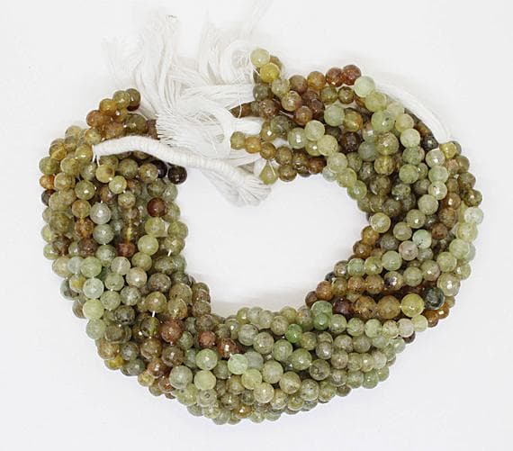 grossular garnet round ball faceted 13'' long strand gemstone beads, jewelry supplies for jewelry making, bulk beads, for meditation jewellery for Reiki Healing  gemstone 7mm to 8mm