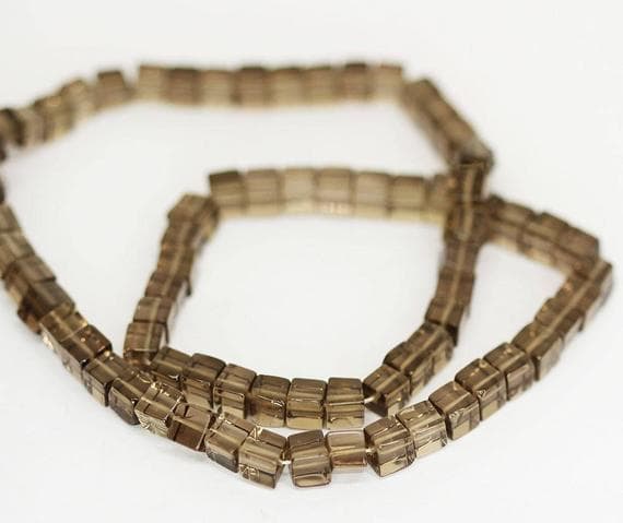 1 strand smocky quartz heishi cube squresmooth 16'' long strand gemstone beads, jewelry supplies for jewelry making, bulk beads, for meditation jewellery for Reiki Healing  gemstone 5mm