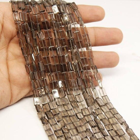 1 strand smocky quartz rectangle chicletsmooth 13'' long strand gemstone beads, jewelry supplies for jewelry making, bulk beads, for meditation jewellery for Reiki Healing  gemstone 7mm to 8mm